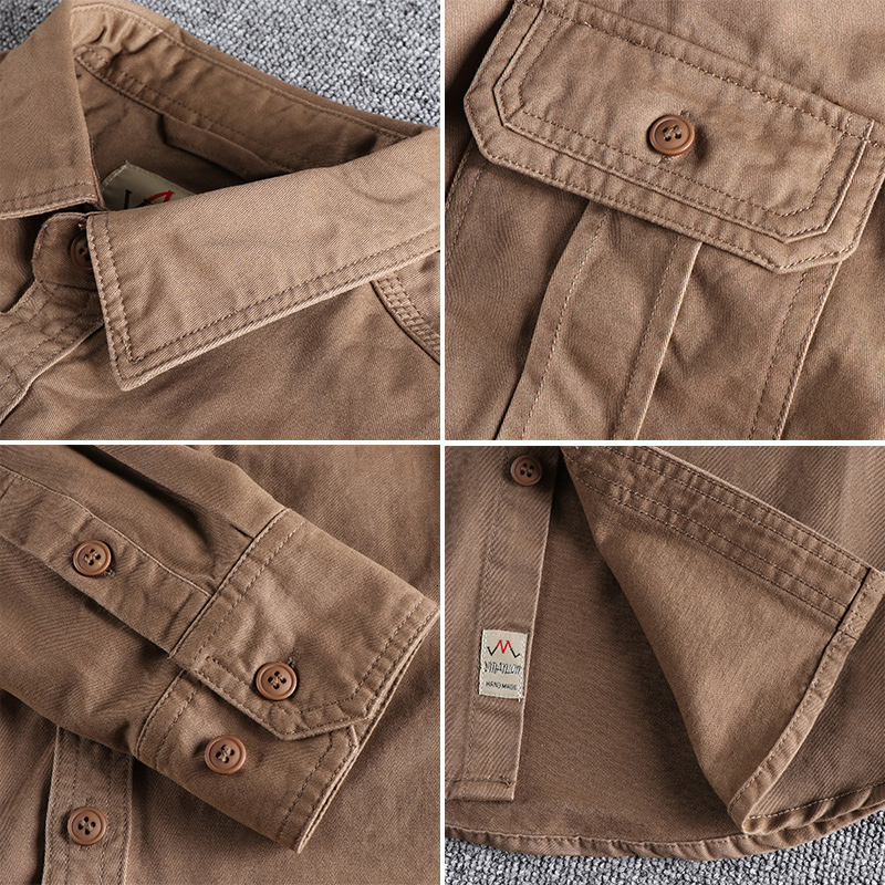 Men's Casual Shirts Fashion Wash n-style uniform long-sleeved shirt men's double pockets casual youth jacket thin coat 230505