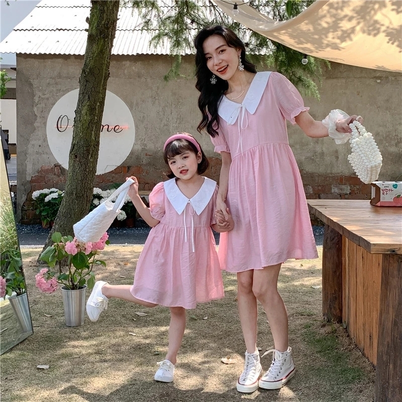 Family Matching Outfits Same Mom Daughter Dresses Parent-Child Matching Summer Dress Women Clothing Girl Clothes Korea Mommy And Me Matching Robe 2305