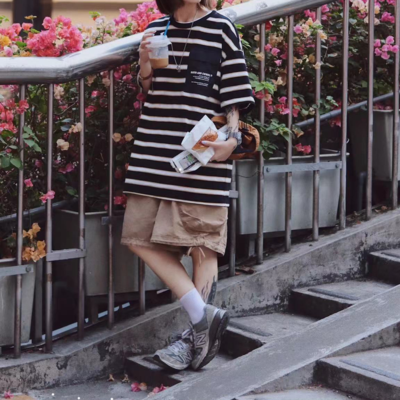 Women's Shorts Zoki Japanese Streetwear Loose Wide Leg Short Summer Vintage Bf Big Pocket Fashion Casual All Match Cargo 230505