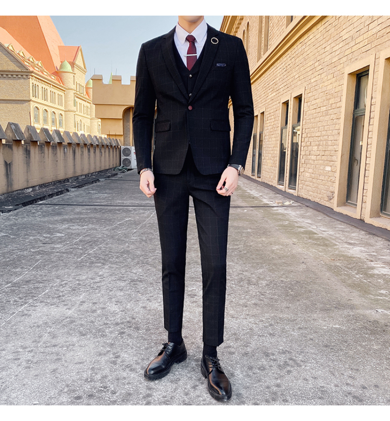 Men's Suits Blazers High Quality S-7XL Blazer Vest Trousers Men British Style Elegant Simple Business Performance Casual Wedding Suit 3 Pieces 23