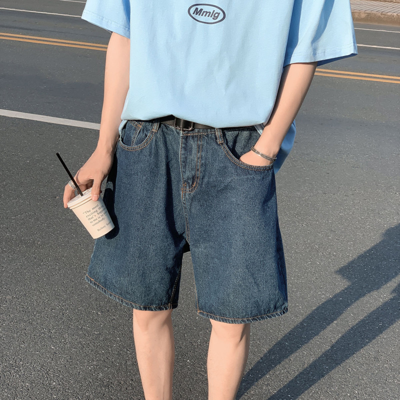 Men's Shorts Summer Blue Denim Shorts Men Fashion Casual Straight Denim Shorts Men Streetwear Loose Hip Hop Retro Jeans Shorts M-2XL 230506