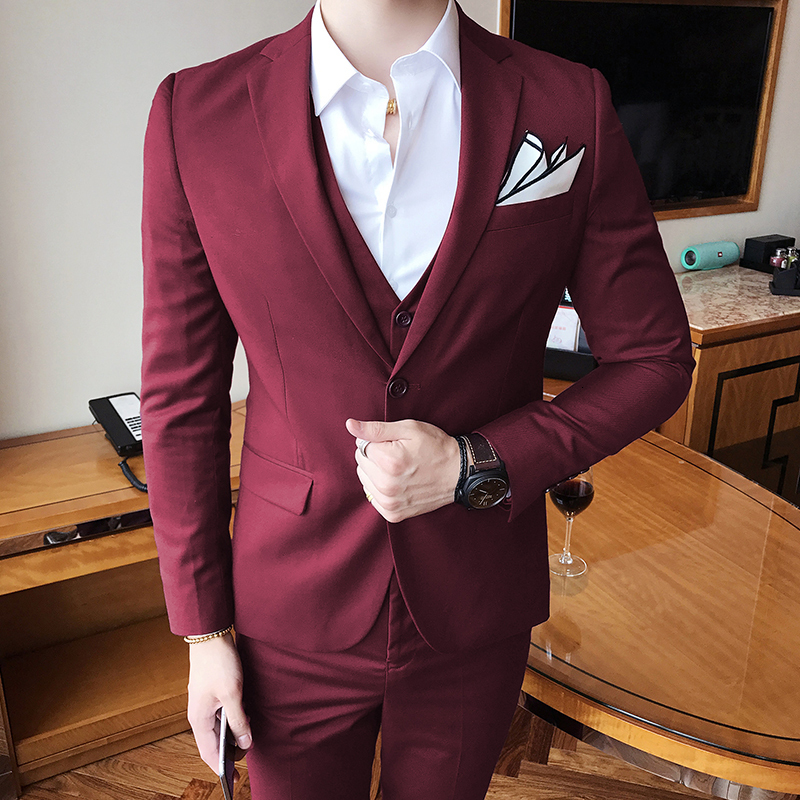 Men's Suits Blazers JacketPantsVest 3 Pcs Set Blazers Fashion Men Casual Boutique Business Solid Color Wedding Suits Dress Coat Trousers 230506