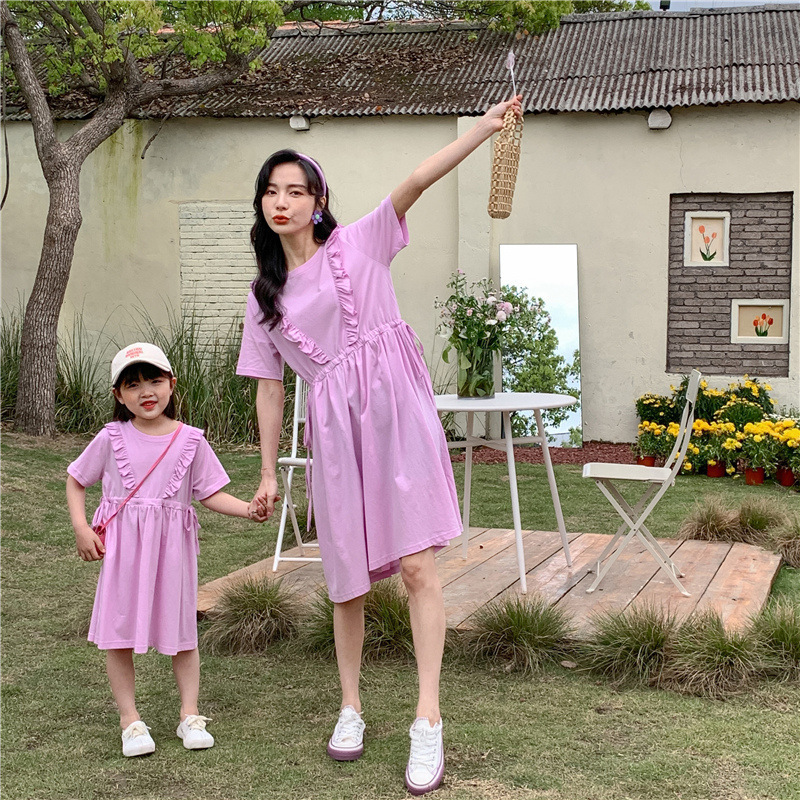 Family Matching Outfits Mom Daughter Summer Dress Baby Girl Summer Dresses Women Clothing Mother And Daughter Matching Clothes Parent-Child Pair Look 