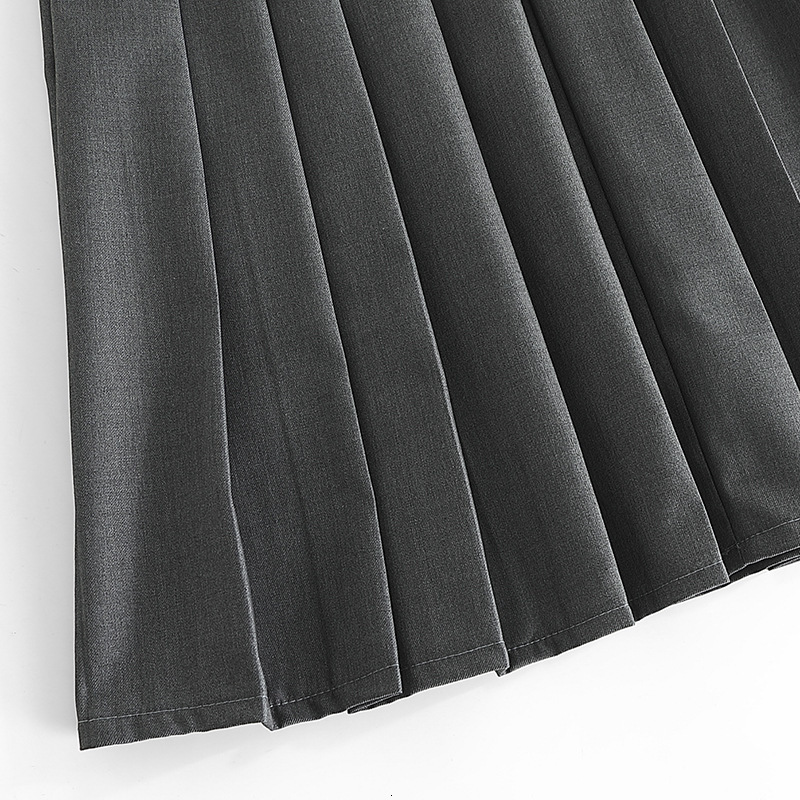 Skirts Basic Jk Ladies Skirt Summer Women's A-line Skirt Elastic Waist Dark Gray Pleated Skirt College Style Skirt Woman Skirts 230506