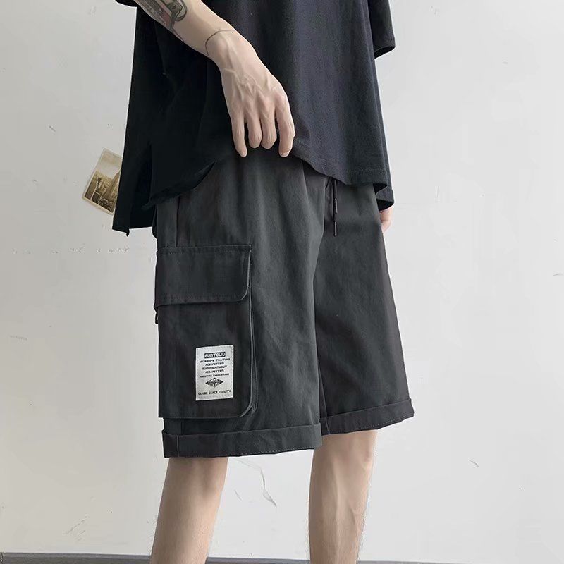 Men's Shorts Summer Techwear Shorts Men's Hong Kong Style Students Handsome Straight Fifth Pants Korean Trend Loose Baggy Casual Trouser 230