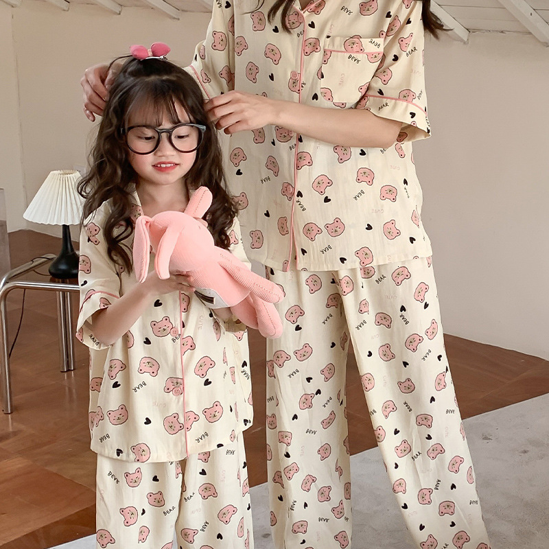 Family Matching Outfits Mom and Daughter Matching Pajamas Set Family Sleepwear Summer Parent-child Homewear Women Mama and Baby Boy Girl Night Wear 23