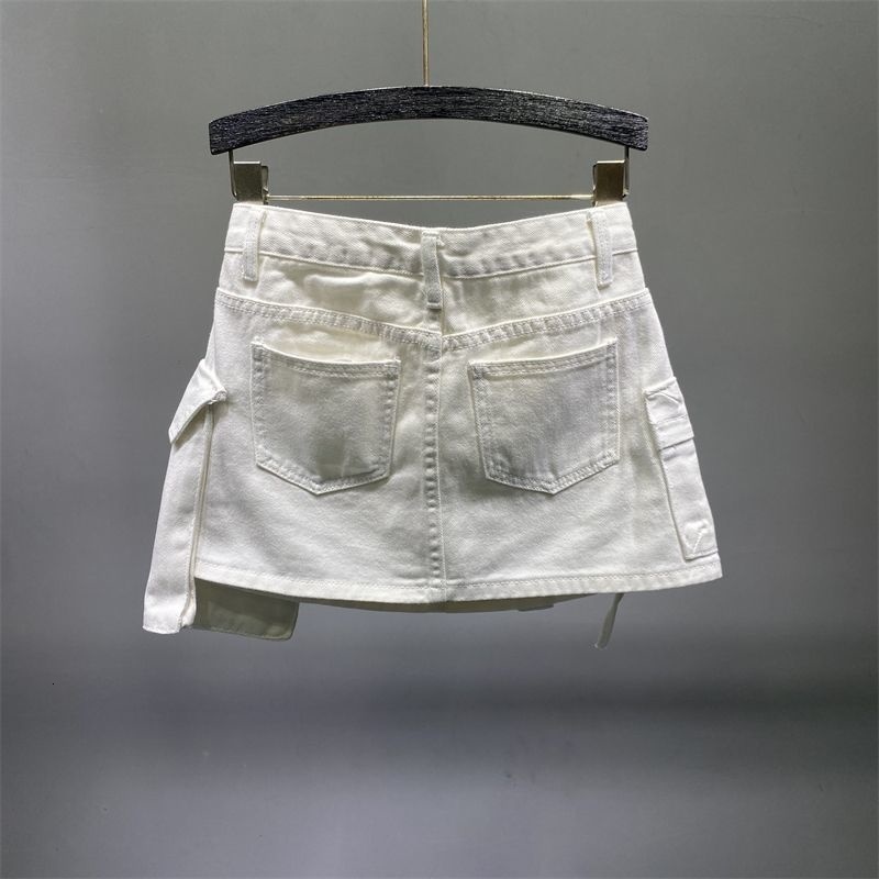 Skirts PREPOMP Irregular Pocket Cargo Denim Skirt Women Clothing Summer Sexy A-line Hip Skirts Female Bottoms Streetwear GH910 230506