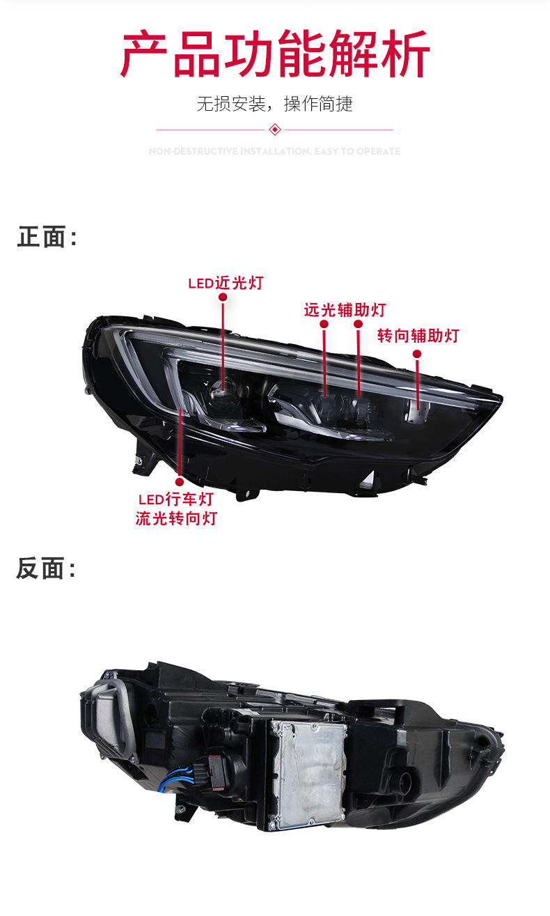 Automobile Front Head Lights For Buick Regal 20 17-20 19 Upgrade LED Daytime Running Light Matrix Laser Lens Signal Headlights