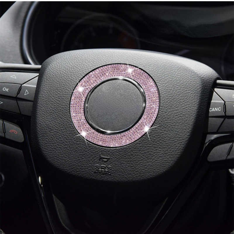 Bling Car Steering Wheel Emblem Sticker Accessories Diamond Rhinestone Auto Interior Badge Decal Cover Trim for Jeep