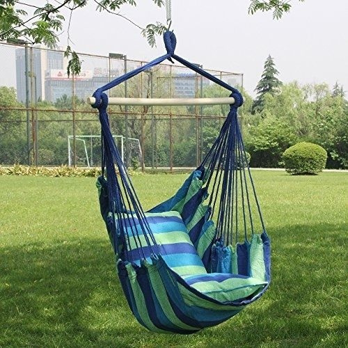 Hammock Hanging Rope Chair Porch Swing Seat Patio Camping Blue