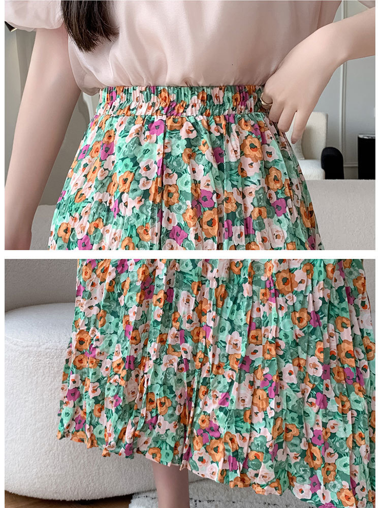 Skirts TIGENA Beautiful Floral Print Midi Skirt for Women Summer Korean Aesthetic Boho Holiday A Line High Waist Long Skirt Female 230506