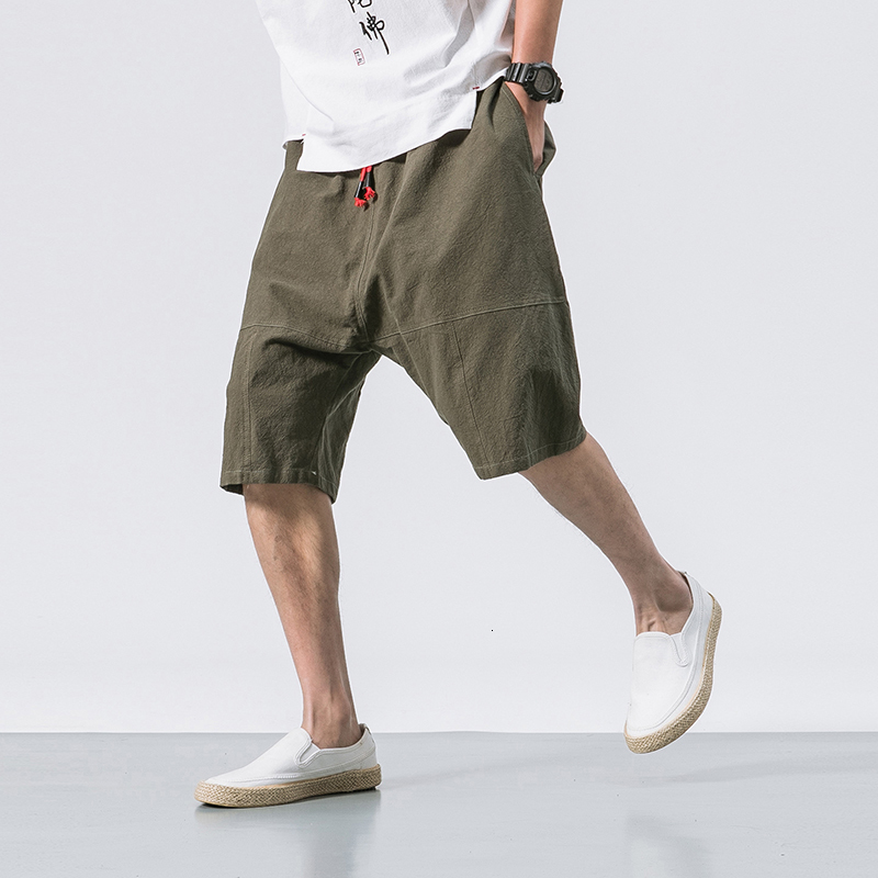 Men's Shorts Summer Style Men Cotton Linen Shorts Bloomers Men Loose Linen Harem Shorts Streetwear Shorts ABZ398 230506