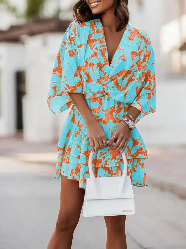 Women Short Sleeve V Neck Party Dress Casual Dresses Commuter Fashion Print Beach Mini Lady Elegant Lace-up Ruffle Office Dresses Casual, Orange striped
Women Short Sleeve V Neck Party Dress Casual Dresses Commuter Fashion Print Beach Mini Lady Elegant Lace-up Ruffle Office Dresses Casual, Orange striped