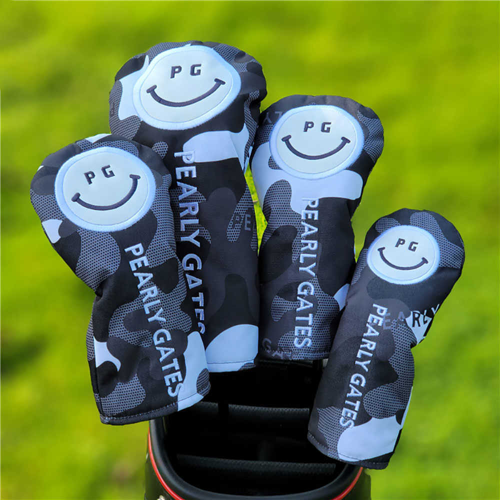 Other Golf Products Golf Headcover Golf Wood Head Cover for Driver(460cc)FairwayHybrid(UT) Woods Smile Pattern Camouflage Waterproof Golf Covers J2305