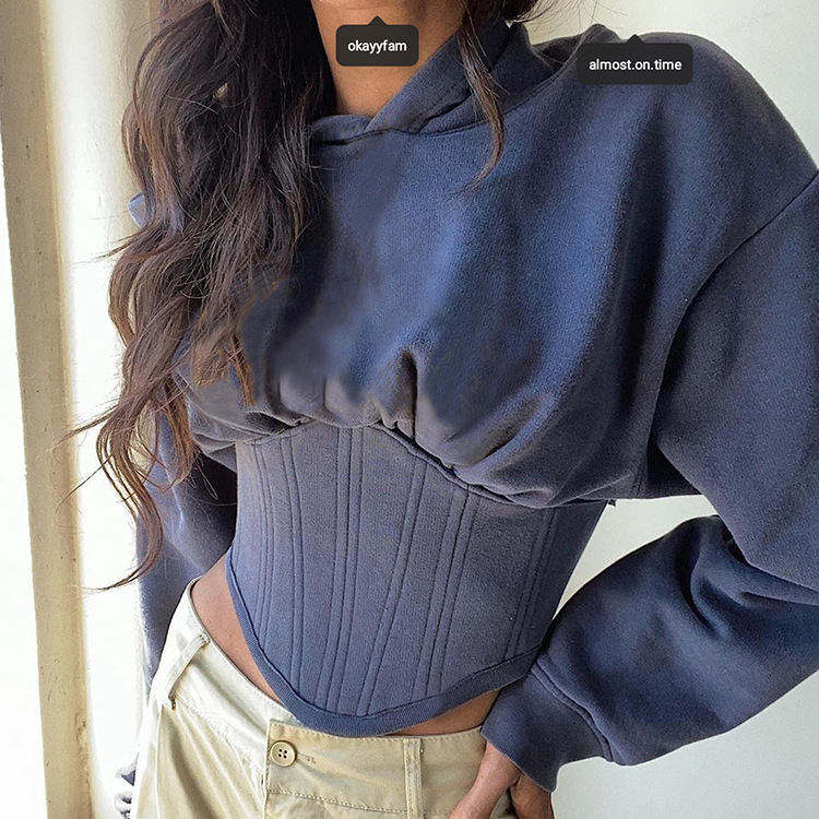 Women s Jacket Crop Corset Hoodie Autumn Spring Hooded Sweatshirt Stretch Tracksuit High Street Excellent Quality 230506