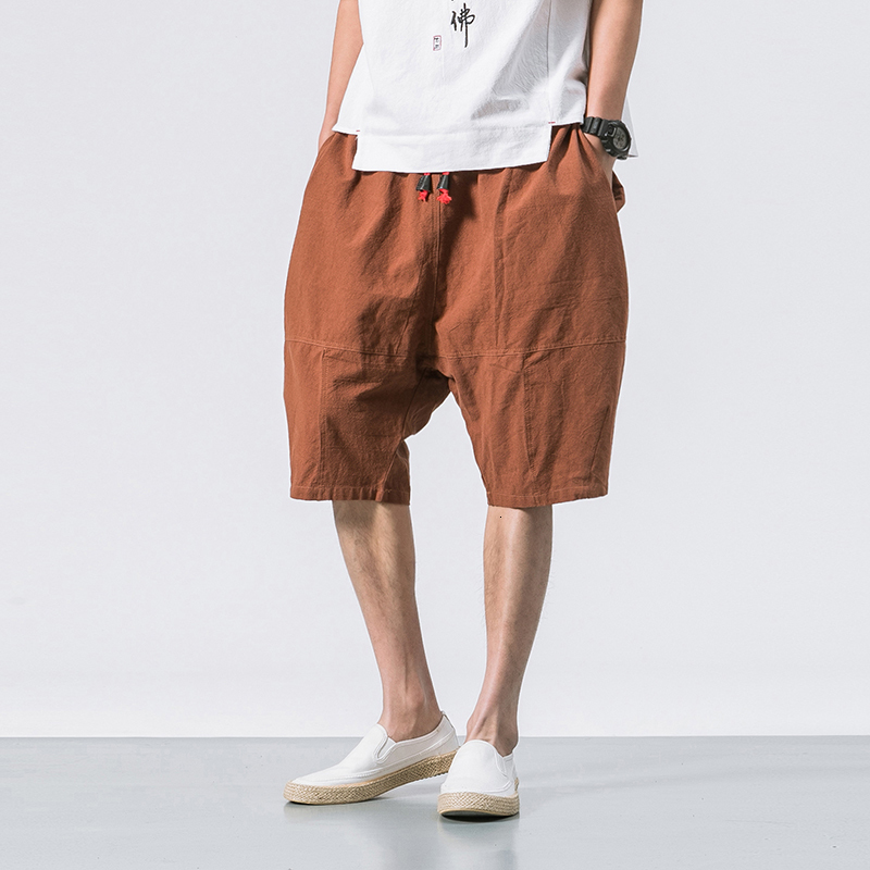 Men's Shorts Summer Style Men Cotton Linen Shorts Bloomers Men Loose Linen Harem Shorts Streetwear Shorts ABZ398 230506