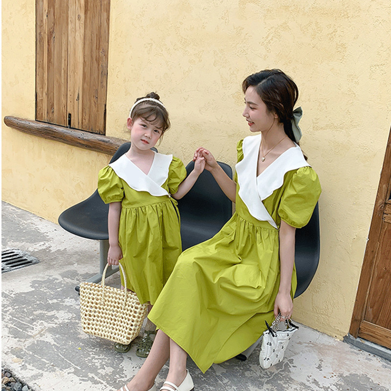 Family Matching Outfits Mother And Daughter Dress Baby Girls Clothing Summer Women's Clothing Krean Parent-Child Matching Mom And Me Equal Dresse