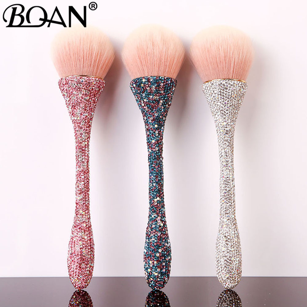 Nail Brushes Bling Soft Dust Remover Brush With Diamond Handle Professional Art Cleaning Manicure Tool Accessories 230505