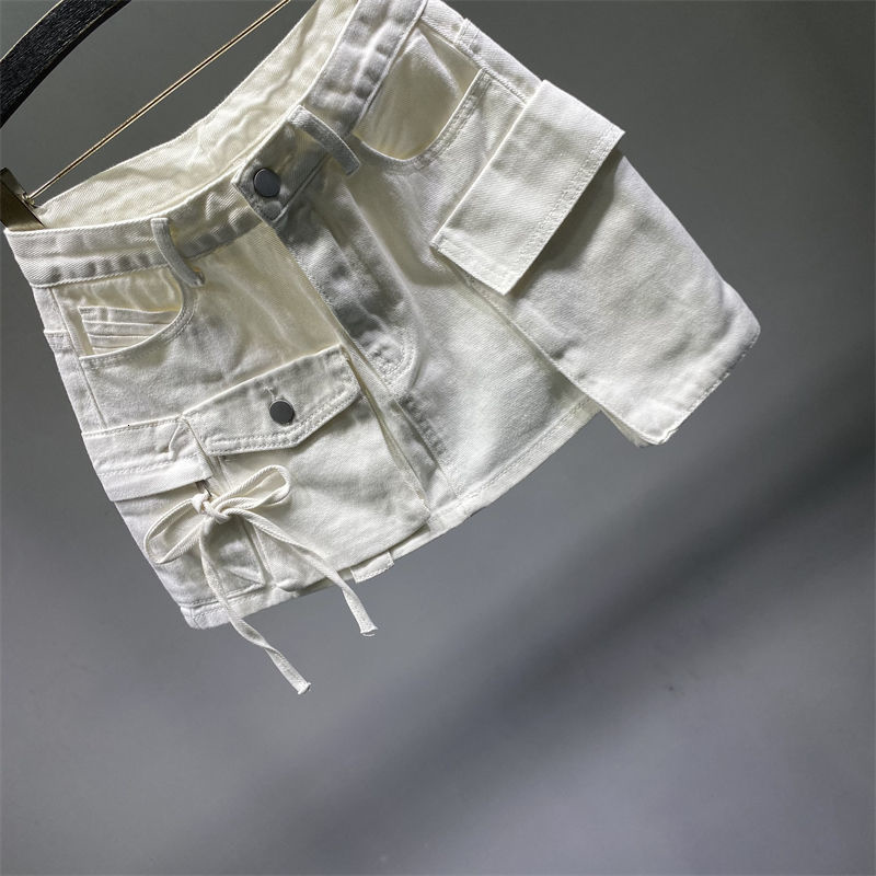 Skirts PREPOMP Irregular Pocket Cargo Denim Skirt Women Clothing Summer Sexy A-line Hip Skirts Female Bottoms Streetwear GH910 230506