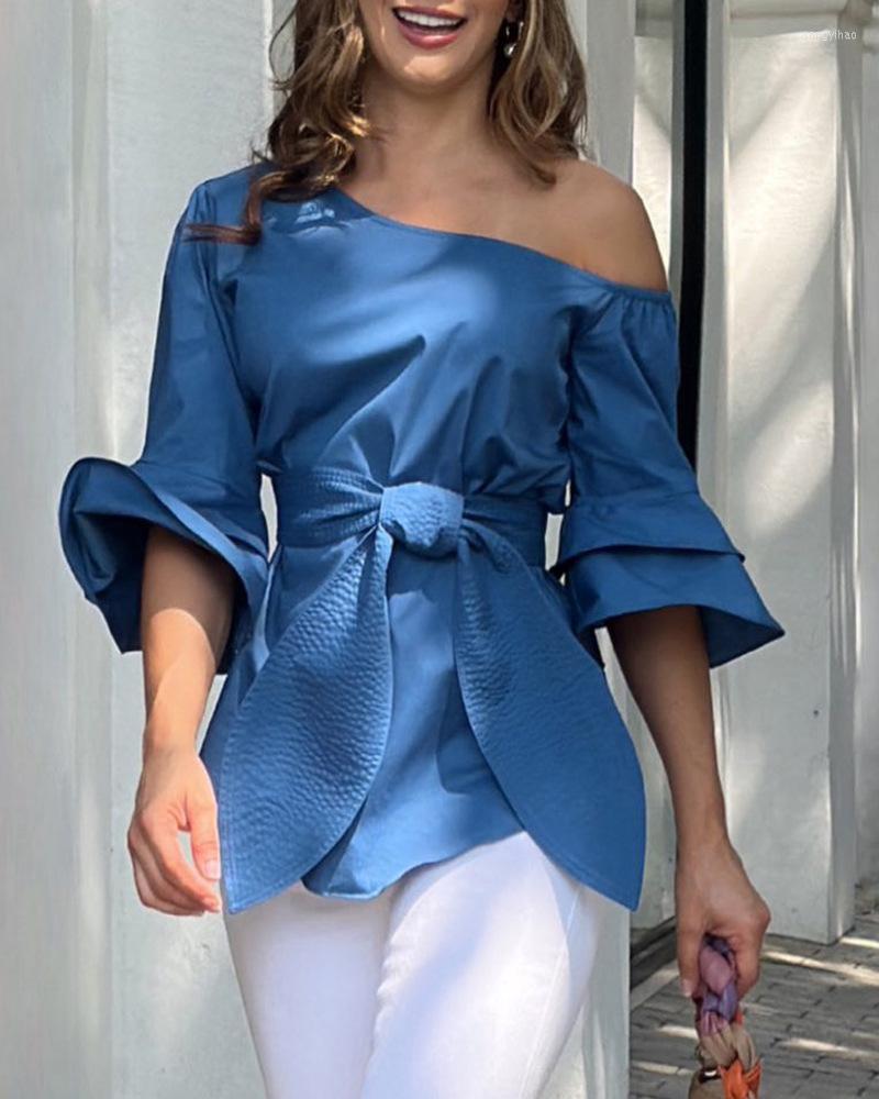 Women' Blouses Cold Shoulder Layered Sleeve Top Women Solid Color Fashion Casual Spring Summer Blouse Sexy, Blue
Women' Blouses Cold Shoulder Layered Sleeve Top Women Solid Color Fashion Casual Spring Summer Blouse Sexy, Blue