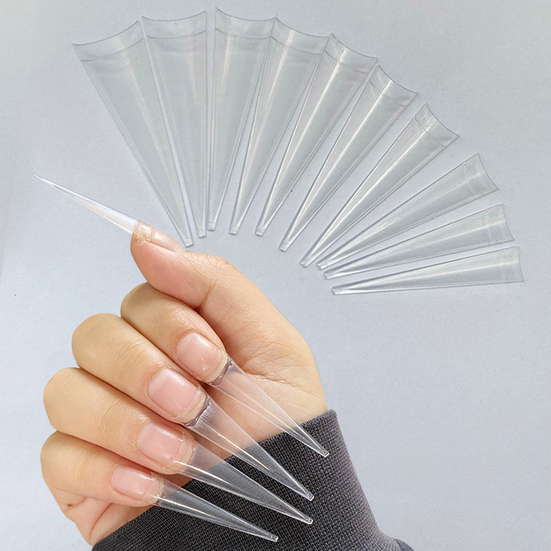 Nail Practice Display 500pcs XXL Long Sharp Stiletto False Tips for Manicure Half Cover No C Cruve Quick Building Mold 230505