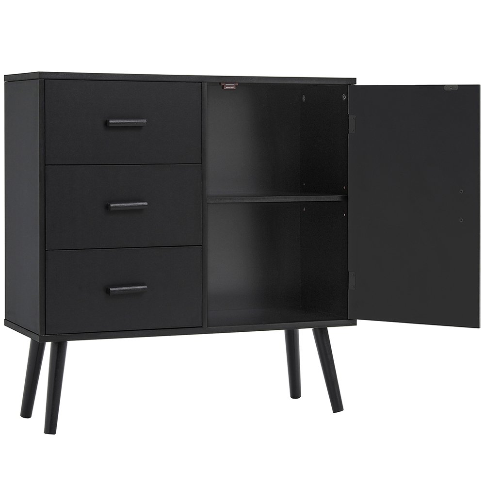 Storage Cabinet, Bathroom Floor Cabinet with Door 3 Drawers and with Adjustable Shelf, Mid Century Cabinet for Kitchen, Living Room, Bedr
Storage Cabinet, Bathroom Floor Cabinet with Door 3 Drawers and with Adjustable Shelf, Mid Century Cabinet for Kitchen, Living Room, Bedr