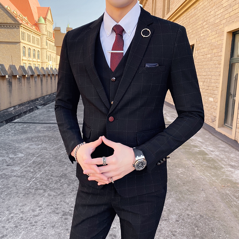 Men's Suits Blazers High Quality S-7XL Blazer Vest Trousers Men British Style Elegant Simple Business Performance Casual Wedding Suit 3 Pieces 23