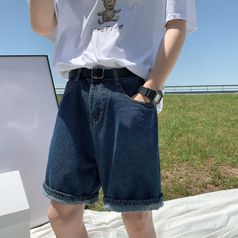 Men's Shorts Summer Blue Denim Shorts Men Fashion Casual Straight Denim Shorts Men Streetwear Loose Hip Hop Retro Jeans Shorts M-2XL 230506