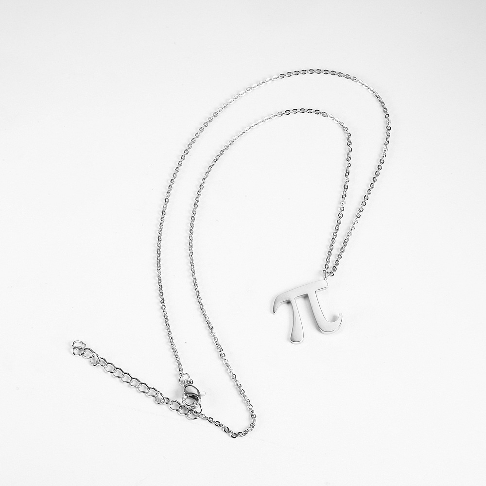 30PCS Math Pi 3.14 Number Sign Symbol Necklace Stainless Steel Pai Greek Alphabet Irrational Digital Letter Charm Pendant Jewelry for Teacher Student 