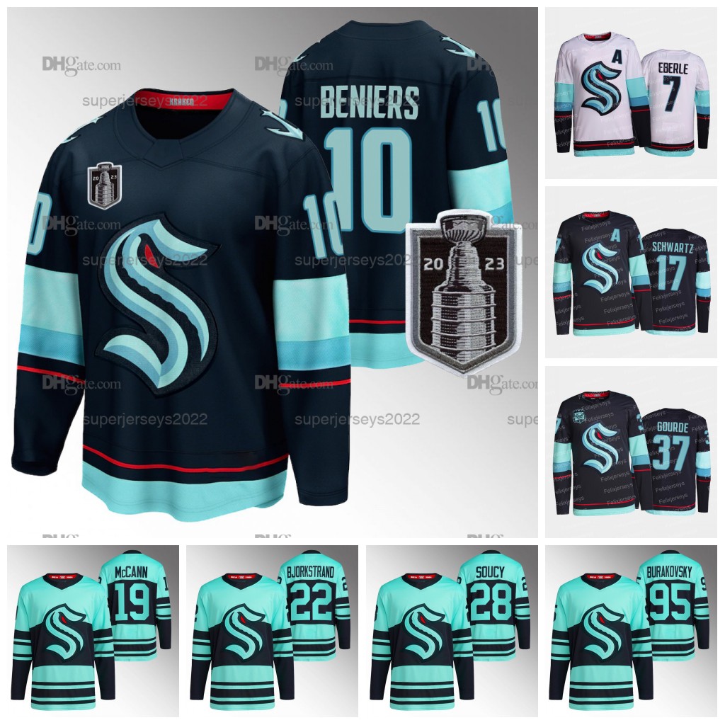 10 Matty Beniers Kraken Jersey Yanni Gourde Eberle Carson Soucy Justin Schultz Jaden Schwartz Oliver Bjorkstrand Alex Wennberg Morgan Geekie Jamie Oleksiak, Inaugural patch home jersey
10 Matty Beniers Kraken Jersey Yanni Gourde Eberle Carson Soucy Justin Schultz Jaden Schwartz Oliver Bjorkstrand Alex Wennberg Morgan Geekie Jamie Oleksiak, Inaugural patch home jersey