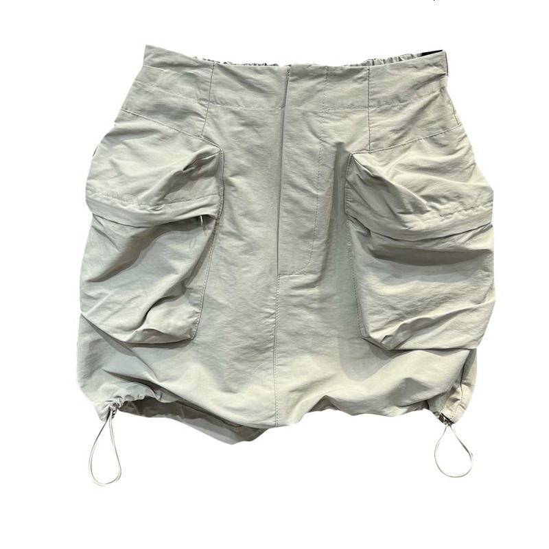 Skirts BORVEMAYS Drawstring Simple Skirts Thin Summer High Waist Solid Color Pockets All-match Women WZ1779 230506