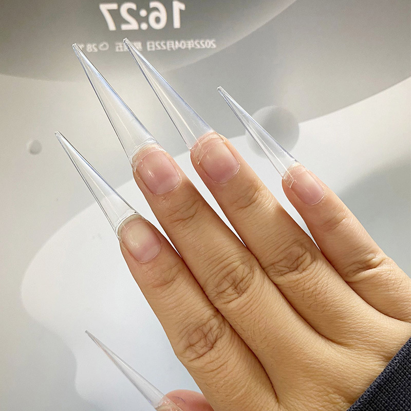 Nail Practice Display 500pcs XXL Long Sharp Stiletto False Tips for Manicure Half Cover No C Cruve Quick Building Mold 230505