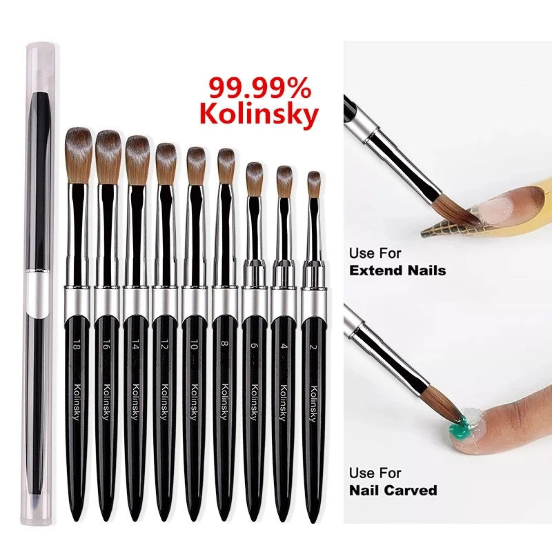 Nail Brushes 1PC Kolinsky Sable Acrylic UV Gel Carving Pen Liquid Powder DIY Drawing 230505