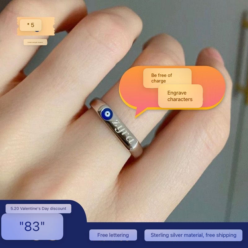 Free private customized lettering couple ring a pair of sterling silver 925 men's and women's simple light luxury niche design original
Free private customized lettering couple ring a pair of sterling silver 925 men's and women's simple light luxury niche design original