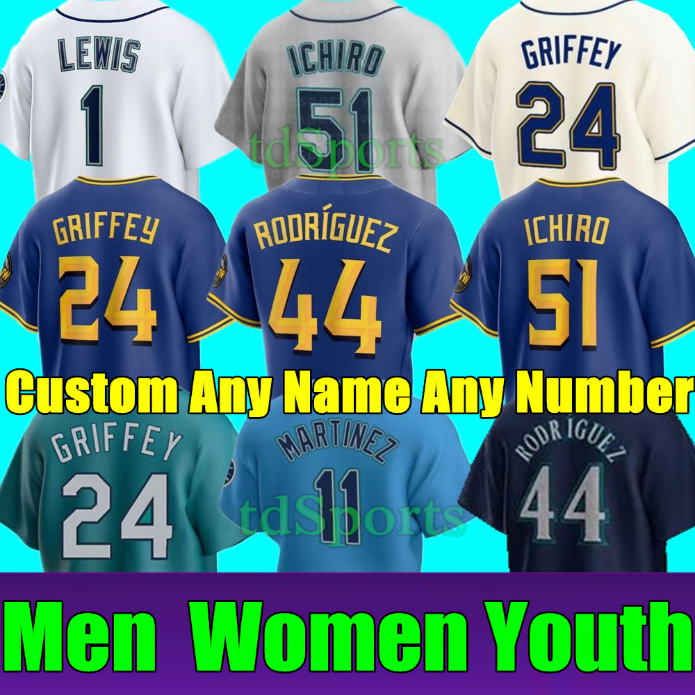 S-4XL 24 Ken Griffey Jr 44 Julio Rodriguez 2023 City Connect Baseball Jerseys JP Crawford Edgar Martinez Seattle Suzuki Ichiro Jarred Kelenic Mariners Kyle Lewis