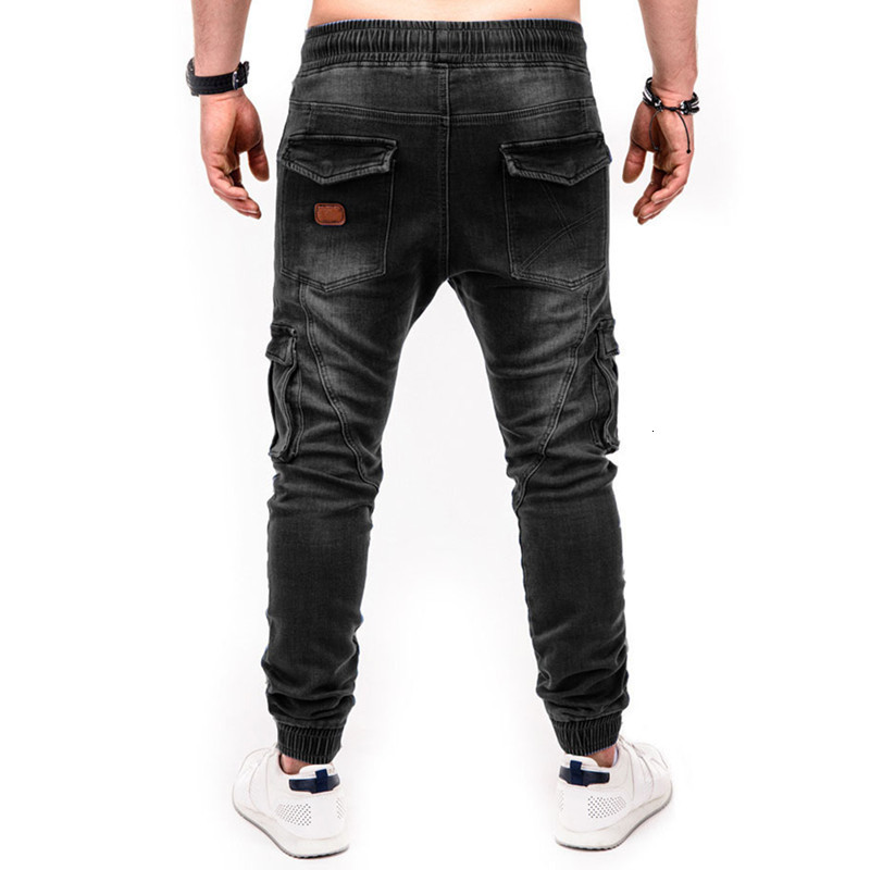 Men's Jeans Casual Men Fashion Color Block Multi Pockets Sports Long Cargo Pants Work Trousers for Men jeans 230506