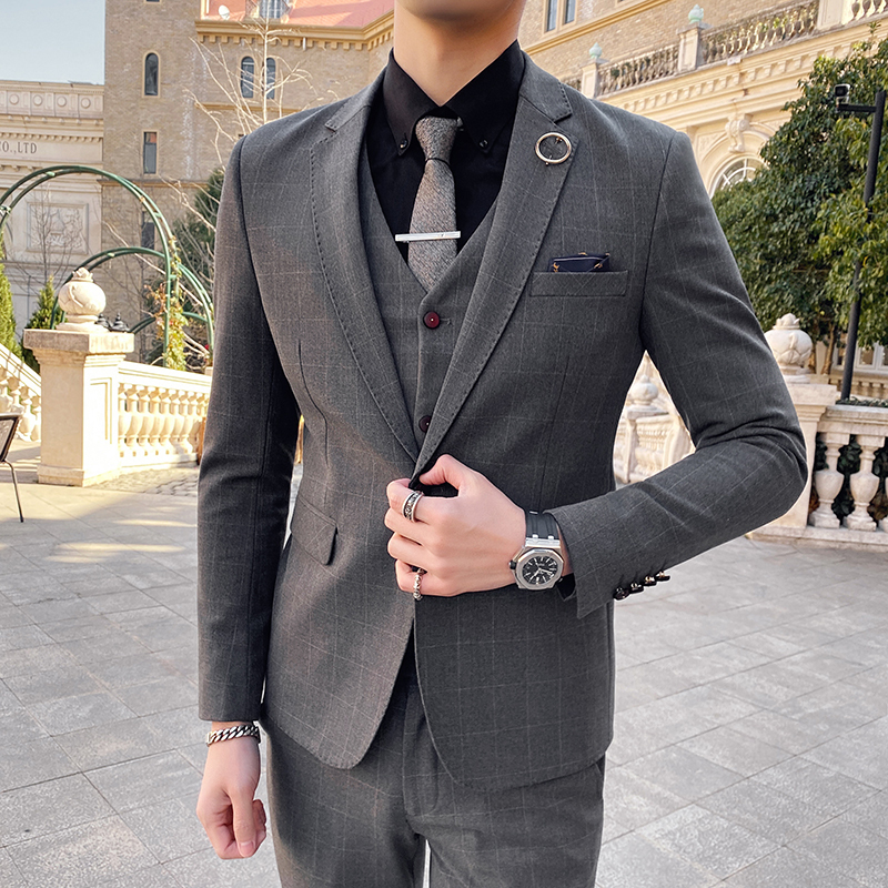 Men's Suits Blazers High Quality S-7XL Blazer Vest Trousers Men British Style Elegant Simple Business Performance Casual Wedding Suit 3 Pieces 23