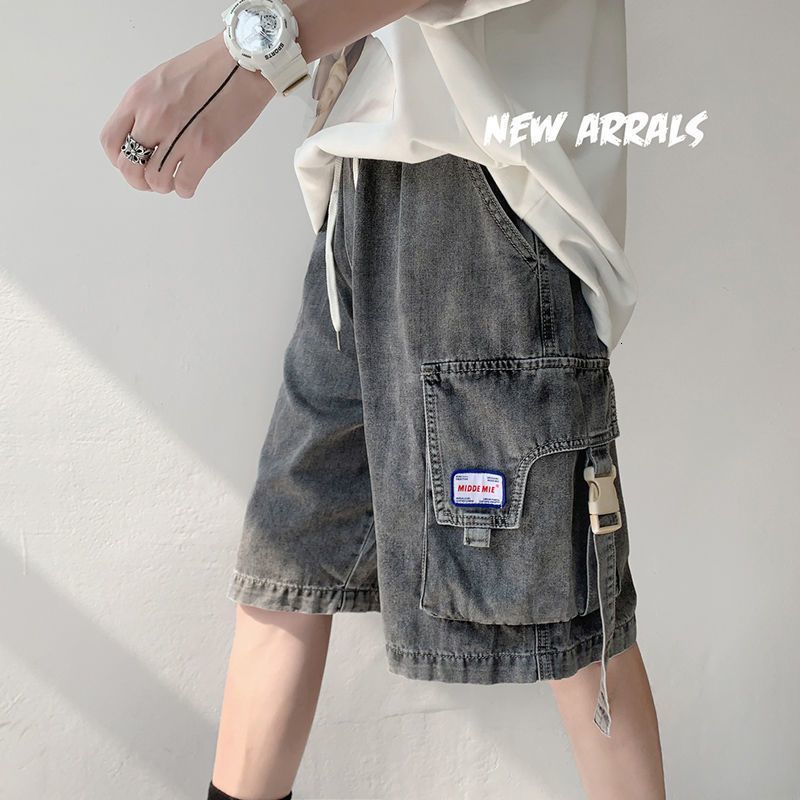 Men's Shorts Y2K Mens Streetwear Breeches Retro Korean Harajuku Pocket Denim Hip Hop Cargo Short Pants Grunge Bermudas Jeans Shorts Clothes 23050