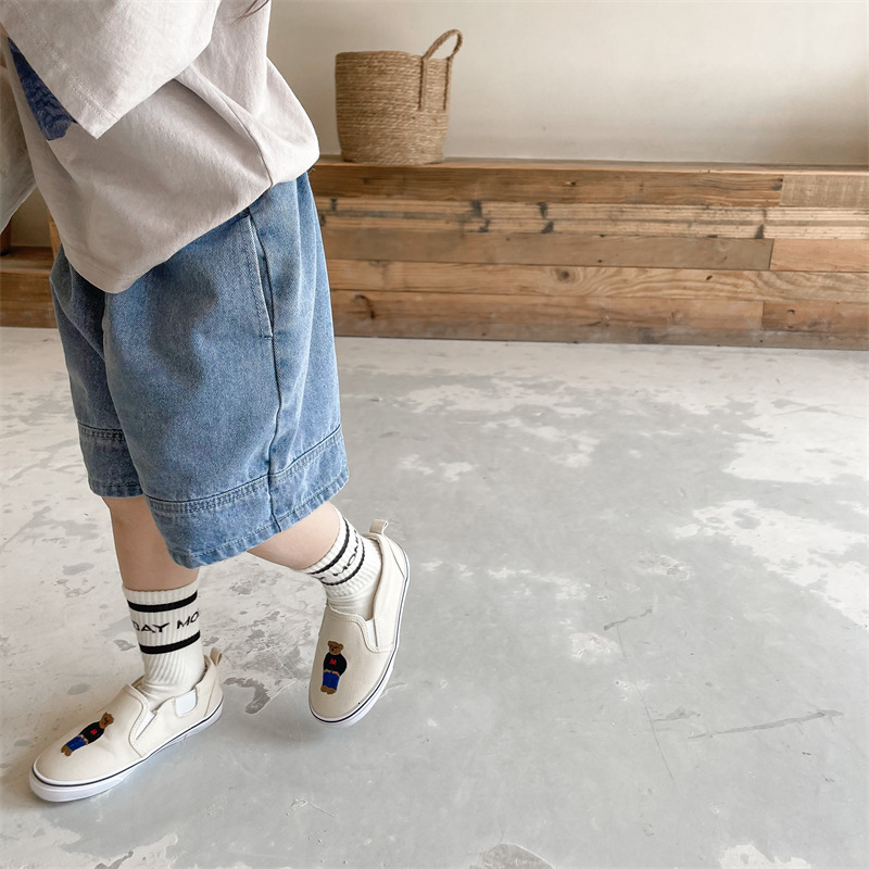 Shorts 2119B Summer Denim for Boys and Girls Patched Solid Color Short Pants Kids Toddlers Korean 230505