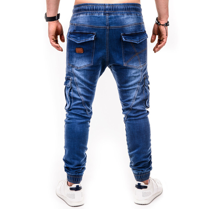 Men's Jeans Casual Men Fashion Color Block Multi Pockets Sports Long Cargo Pants Work Trousers for Men jeans 230506