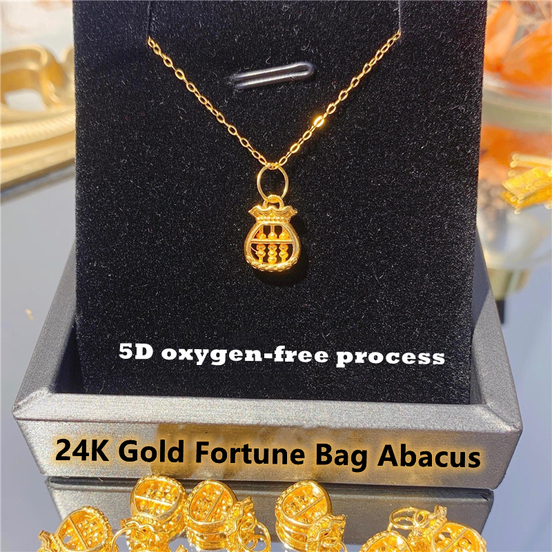 Pendant Necklaces Genuine 999 Pure Gold Rose Exquisite Jewelry For Wife And Girlfriend Gift 24k Four leaf Clover Women s Necklace 230506
