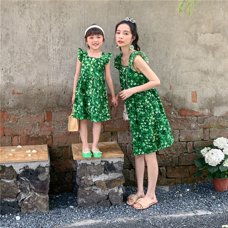 Family Matching Outfits Mother Daughters Matching Sleeveless Dress Mom And Baby Girl Summer Dresses For Women Clothing Pair Look Parent And Child Froc