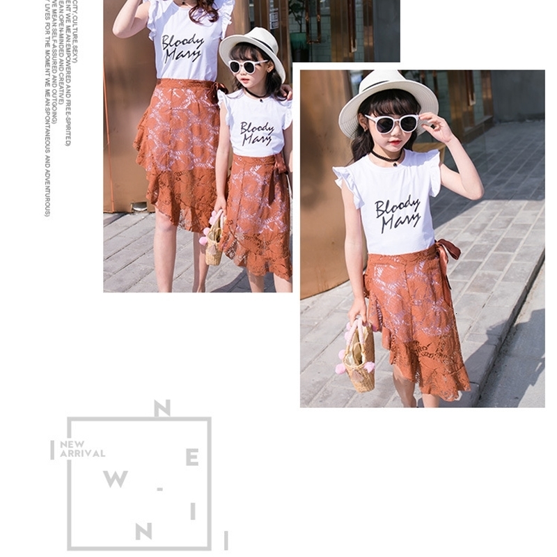 Family Matching Outfits Parent-child Mother Kids Dress Clothing Sets Lace Mother Daughter Dresses for Family Mom and Baby Daughter Girl Dress Sets 230