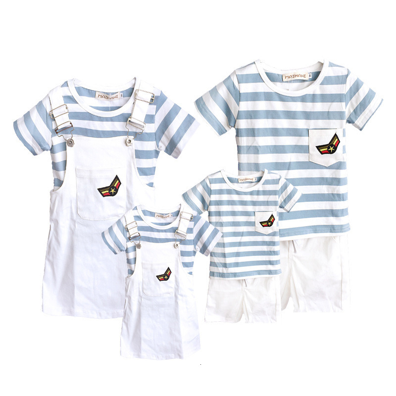 Family Matching Outfits Parent Child Matching Suits for The Whole Family Clothing Father Son Set Clothes Mother Daughter Summer Dress Two Piece Outfit