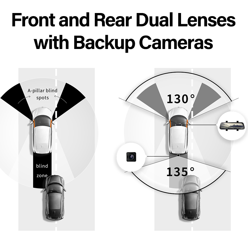 9.35 Inch Car Dvr Streaming Rear View Mirror Dash Camera HD 1080P Cam Recorder Dual Lens With Rear View Cam D07