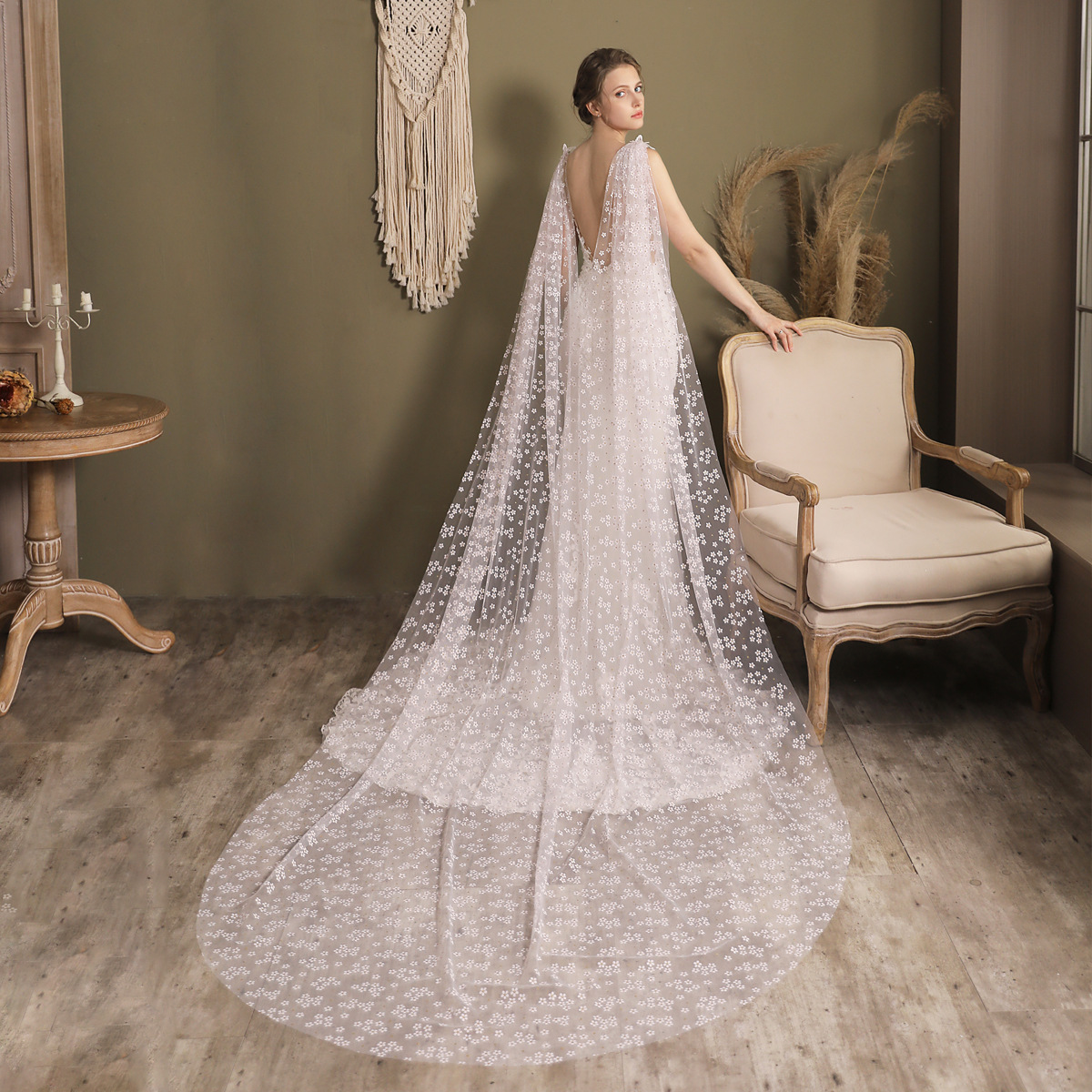 Wedding Veils Long Bridal Wrap Bolero Lace Wedding Accessories 270*170cm 2023 Summer