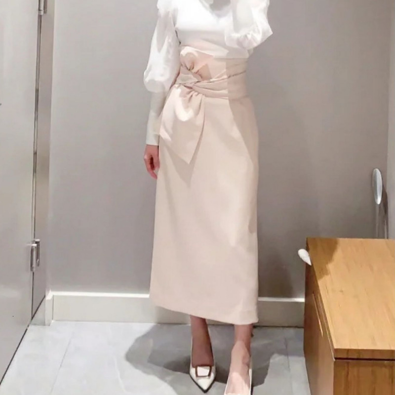 Skirts Kuzuwata Japanese Princess Kink Bandage Skirts Solid Color Slim Fit A-line Mujer Faldas Spring Half-length Temperament Jupe 230506