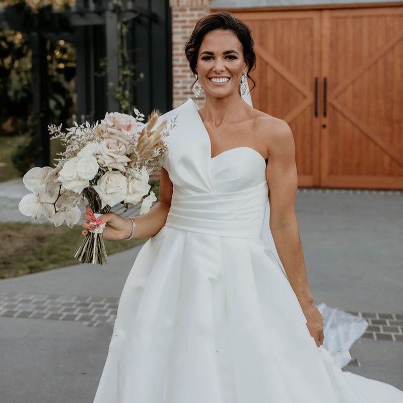 Vintage One Shoulder Pleat Satin Wedding Dress Sleeveless Backless A-Line Boho Princess Bridal Gowns vestidos de novia Custom Made