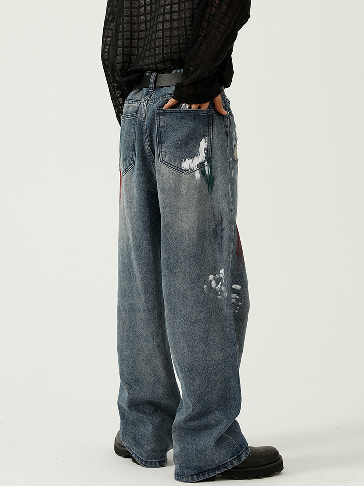 Men's Jeans HOUZHOU Oversize Distressed Jeans Pants Men Ripped Jeans for Men Y2K Blue Denim Trousers Male Punk Japanese Streetwear Hip Hop 230506