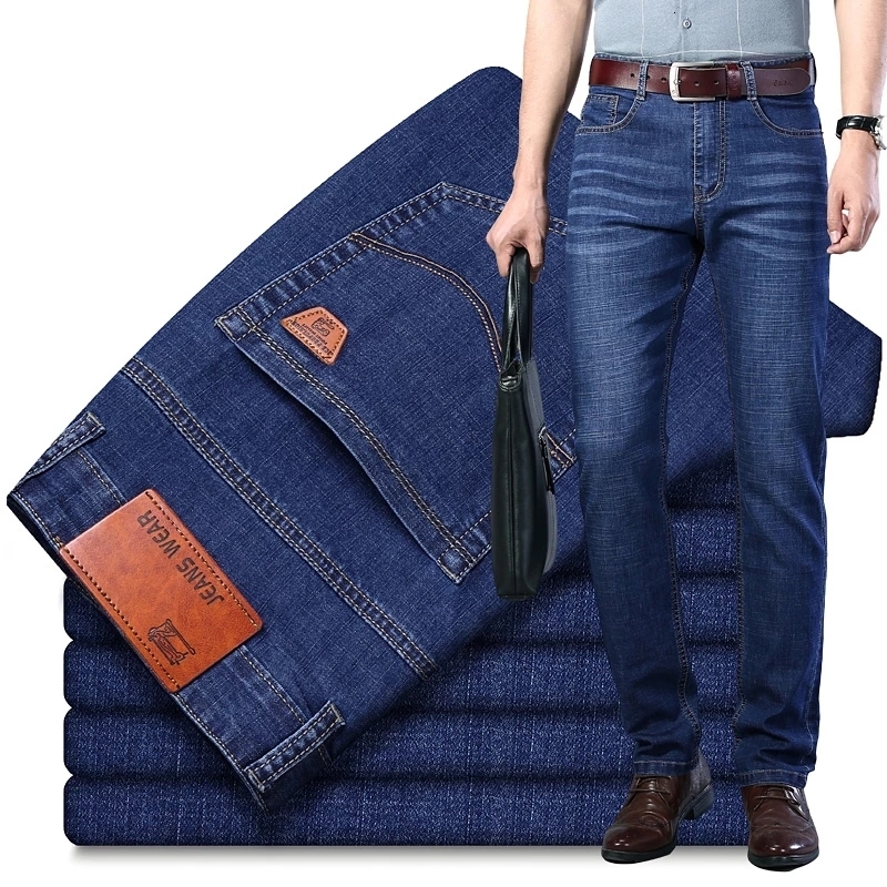 Men's Jeans Men's Stretch Regular Fit Jeans Business Casual Classic Style Fashion Denim Trousers Male Black Blue Light Blue Pants 230506